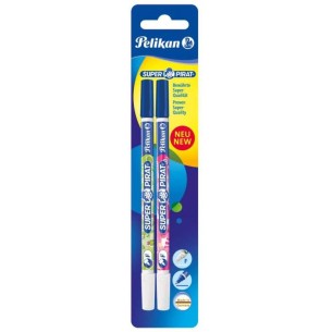 Blister 2 Penne con Punta in Fibra con Correttore Sull'Altro Lato - Punta Fine di Pelikan