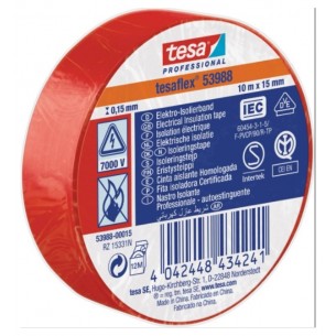 Nastro Isolante Misura 10x15 Colore Rosso di Tesa-Comet