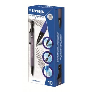 Porta Mine Automatico Lyra Orlow Techno 2.0 - Mina 2mm - Confezione 10 Pezzi (5 Blu + 5 Grigi) di Fila