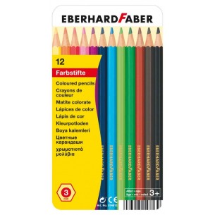 Astuccio in Metallo con 12 Matite Colorate Esagonali - Diametro Mina 3mm di Faber-Castell