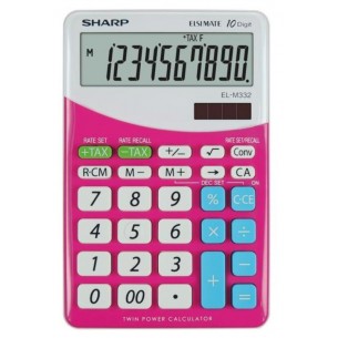 Calcolatrice Tascabile Sharp Elm332bpk 10 Cifre, Doppia Alimentazione, Display Inclinato, Blister, Rosa