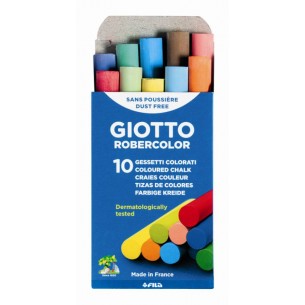 Astuccio 10 Gessi Giotto Robercolor Colorati - Diametro 10mm di Fila