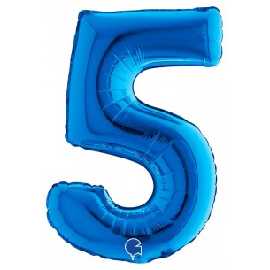 Palloncino Mylar 14'' (35cm) Numero 5 Blue di Grabo Srl