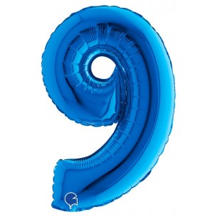 Palloncino Mylar 14'' (35cm) Numero 9 Blue di Grabo Srl