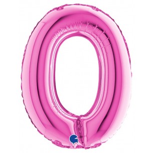 Palloncino Mylar 14'' (35cm) Numero 0 Fuxia di Grabo Srl