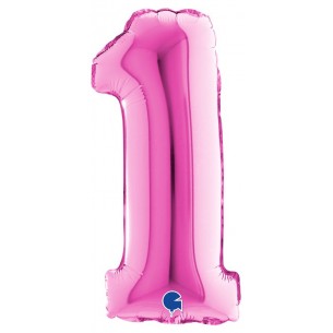 Palloncino Mylar 14'' (35cm) Numero 1 Fuxia di Grabo Srl