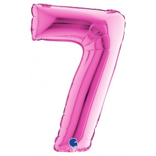 Palloncino Mylar 14'' (35cm) Numero 7 Fuxia di Grabo Srl