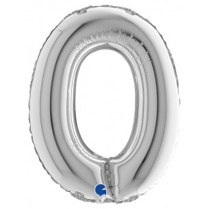 Palloncino Mylar 14'' (35cm) Numero 0 Silver (Argento) di Grabo Srl