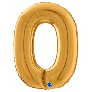 Palloncino Mylar 26'' (65cm) Numero 0 Gold (Oro) di Grabo Srl