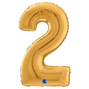 Palloncino Mylar 26'' (65cm) Numero 2 Gold (Oro) di Grabo Srl