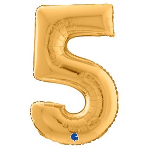 Palloncino Mylar 26'' (65cm) Numero 5 Gold (Oro) di Grabo Srl