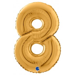 Palloncino Mylar 26'' (65cm) Numero 8 Gold (Oro) di Grabo Srl