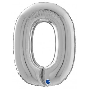 Palloncino Mylar 26'' (65cm) Numero 0 Silver (Argento) di Grabo Srl