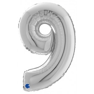 Palloncino Mylar 26'' (65cm) Numero 9 Silver (Argento) di Grabo Srl