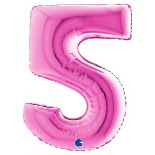 Palloncino Mylar 40'' (100cm) Numero 5 Fuxia di Grabo Srl