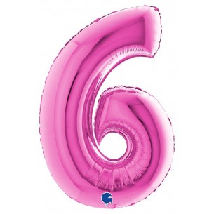Palloncino Mylar 40'' (100cm) Numero 6 Fuxia di Grabo Srl