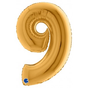 Palloncino Mylar 40'' (100cm) Numero 9 Gold (Oro) di Grabo Srl
