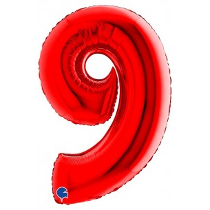 Palloncino Mylar 40'' (100cm) Numero 9 Red di Grabo Srl