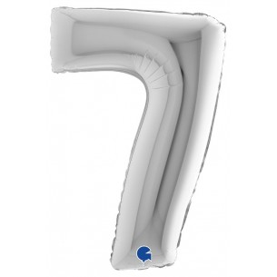 Palloncino Mylar 40'' (100cm) Numero 7 Silver (Argento) di Grabo Srl