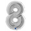 Palloncino Mylar 40'' (100cm) Numero 8 Silver (Argento) di Grabo Srl