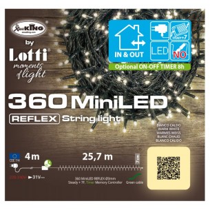 Catena Tlg 360 Miniled Bianco Caldo 3mm Controller 8g Timer Trasformatore Esterno Cavo Verde 4+25,7m di Lotti