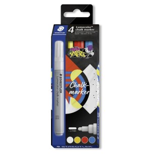 Marker Gesso Liquido da 4pz - Chalk Marker Lumocolor Cf da 4 Colori di Staedtler