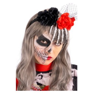 Cerchietto con Mano Scheletro, Fiori e Tulle con Cavallotto di Carnival-Toys