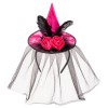 Cappellino in Raso Fucsia con Rose,Piume e Veletta con Cerchietto H.Cm.1 di Carnival-Toys