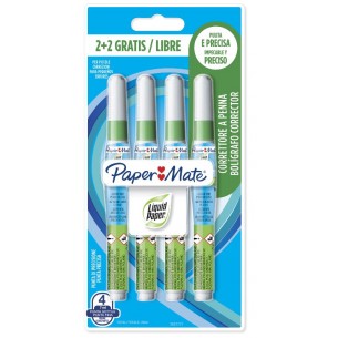 Papermate Blister 4 Correttori Liquidi a Penna 7ml