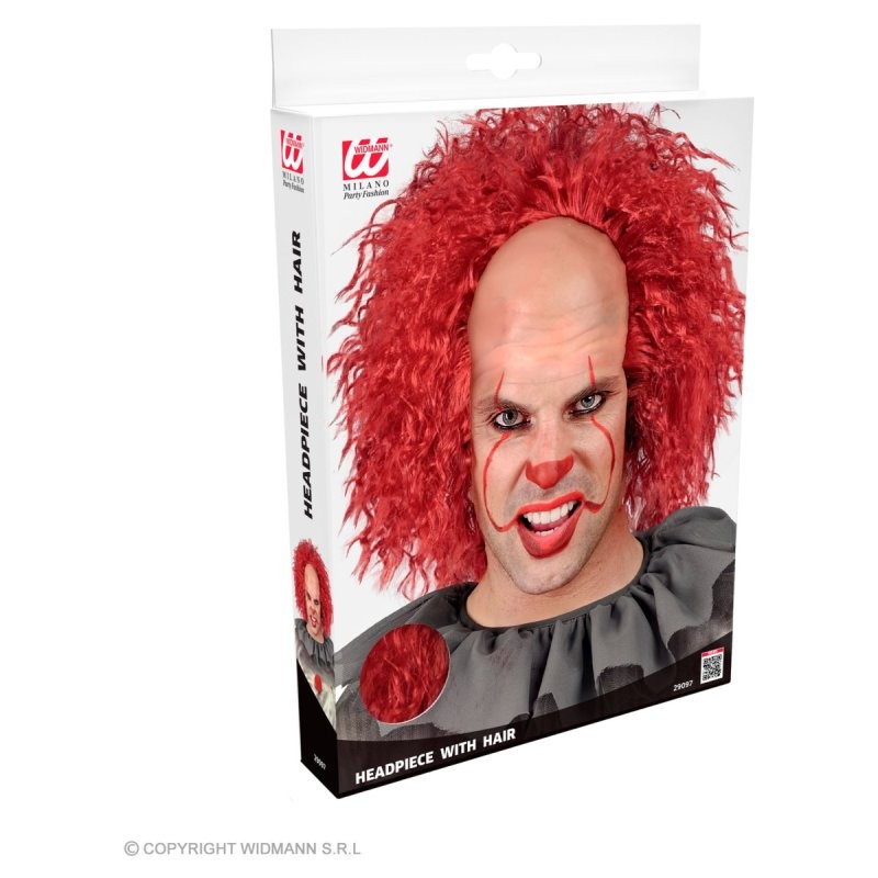Calotta con Capelli Rossi Creepy Clown Vintage in Scatola di Widmann
