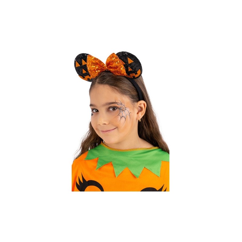 Cerchietto Topolina Zucchette con Fiocco Arancione su Cartoncino di Carnival-Toys
