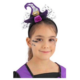 Cerchietto con Cappellino Strega Viola e Tulle su Cartoncino di Carnival-Toys