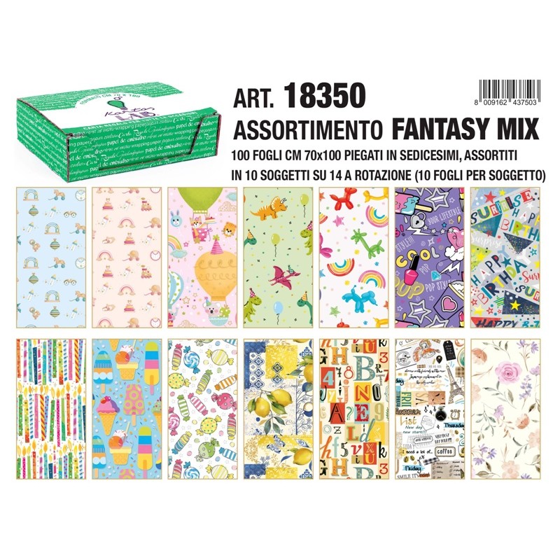 Sc.100 Fg Carta Regalo Sogg.Fantasy Mix 70x100 di Toscana Carte Pregiate Srl