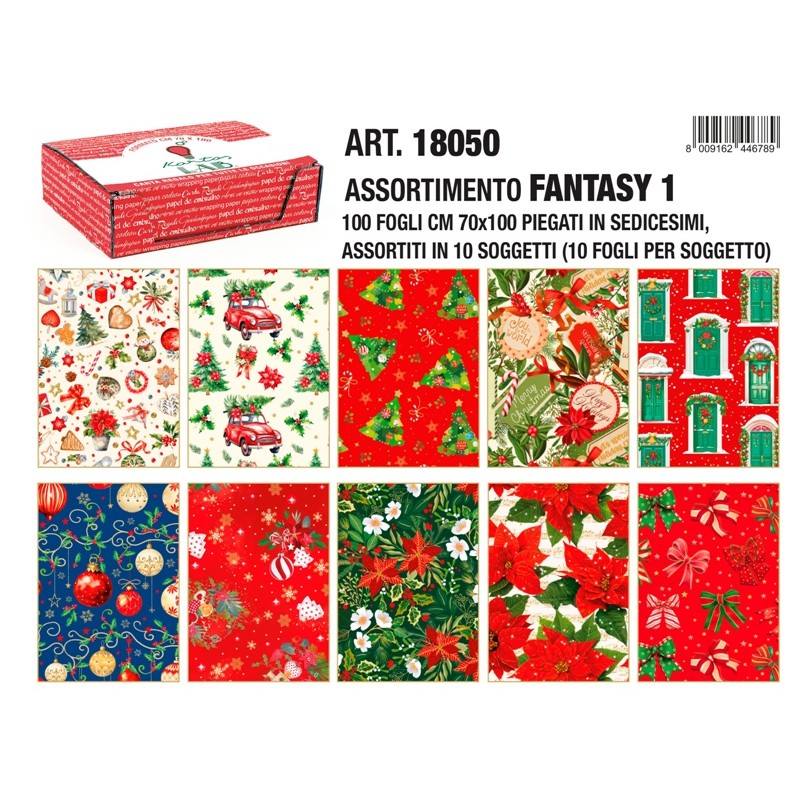 Sc.100 Fg Carta Regalo 70x100 'Natale Fantasy 1 di Toscana Carte Pregiate Srl