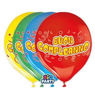 Confezione 8 Palloncini in Lattice 12" Buon Compleanno Assortiti di Big Party