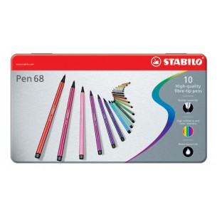 Stabilo Pen 68 Scatola in Metallo Arty da 10 Colori Ass.