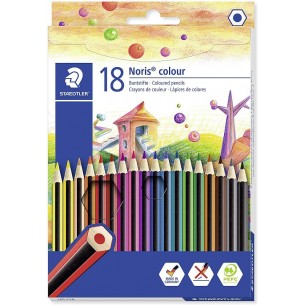 Noris Colour, Astuccio con 18 Matite Colorate Esagonali, in Colori Assortiti di Staedtler