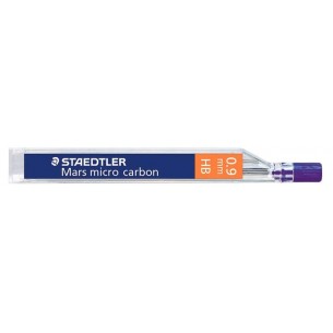 Mars Micro Carbon, Astuccio Hb con 12 Mine Grafite Diametro  0,9 Mm Hb di Staedtler
