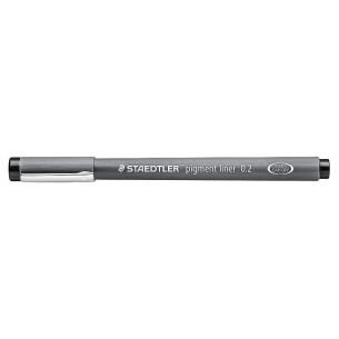 Pigment Liner 02 Penna a Punta Sintetica Graduata, Tratto 0,2. Colore Inchiostro Nero. di Staedtler