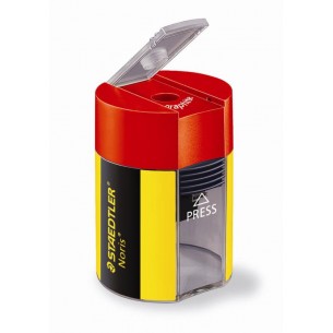 Temperamatite dal Design Giallo e Nero, a 1 Foro con Contenitore per Trucioli per Matite con Fusto Max Diametro  8,2 Mm.