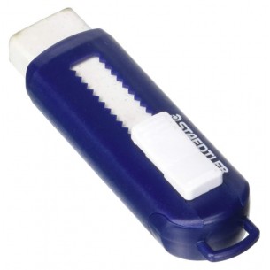 Gomma Bianca a Scorrimento. Involucro Esterno in Plastica Rigida Colore Blu, per Matita. Senza Pvc, Ftalati e Latice.